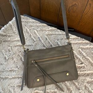 Grey taupe cross bag faux leather small